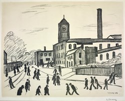 A Northern Town, 1969-70 by L.S. Lowry - Original lithograph on wove paper sized 25x20 inches. Available from Whitewall Galleries